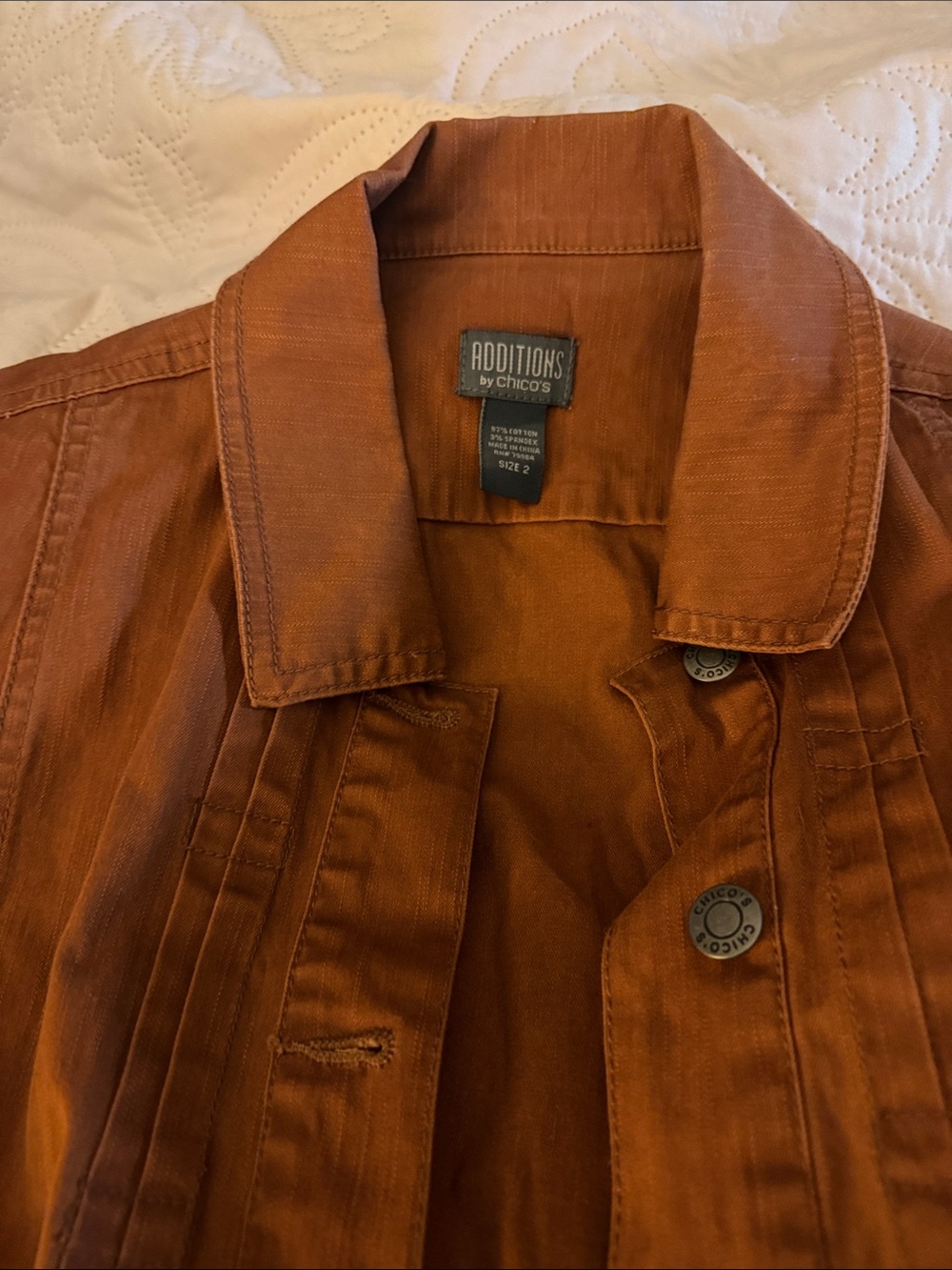 Chico's Additions Burnt Orange Jean Jacket